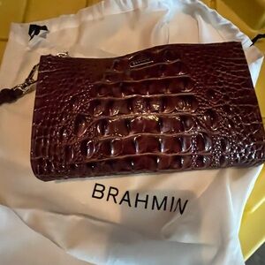 COPY - Brahmin Brown Crocodile Embossed Clutch